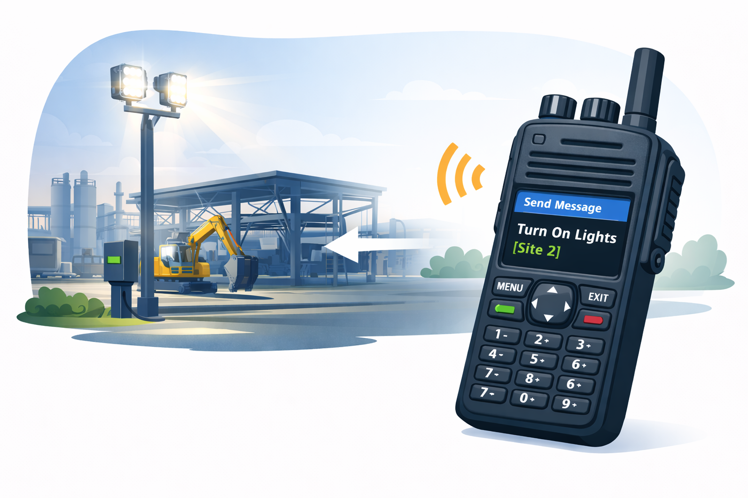 DMR telemetry and remote control of industrial site lighting using WTE MReX-Plus DMReX